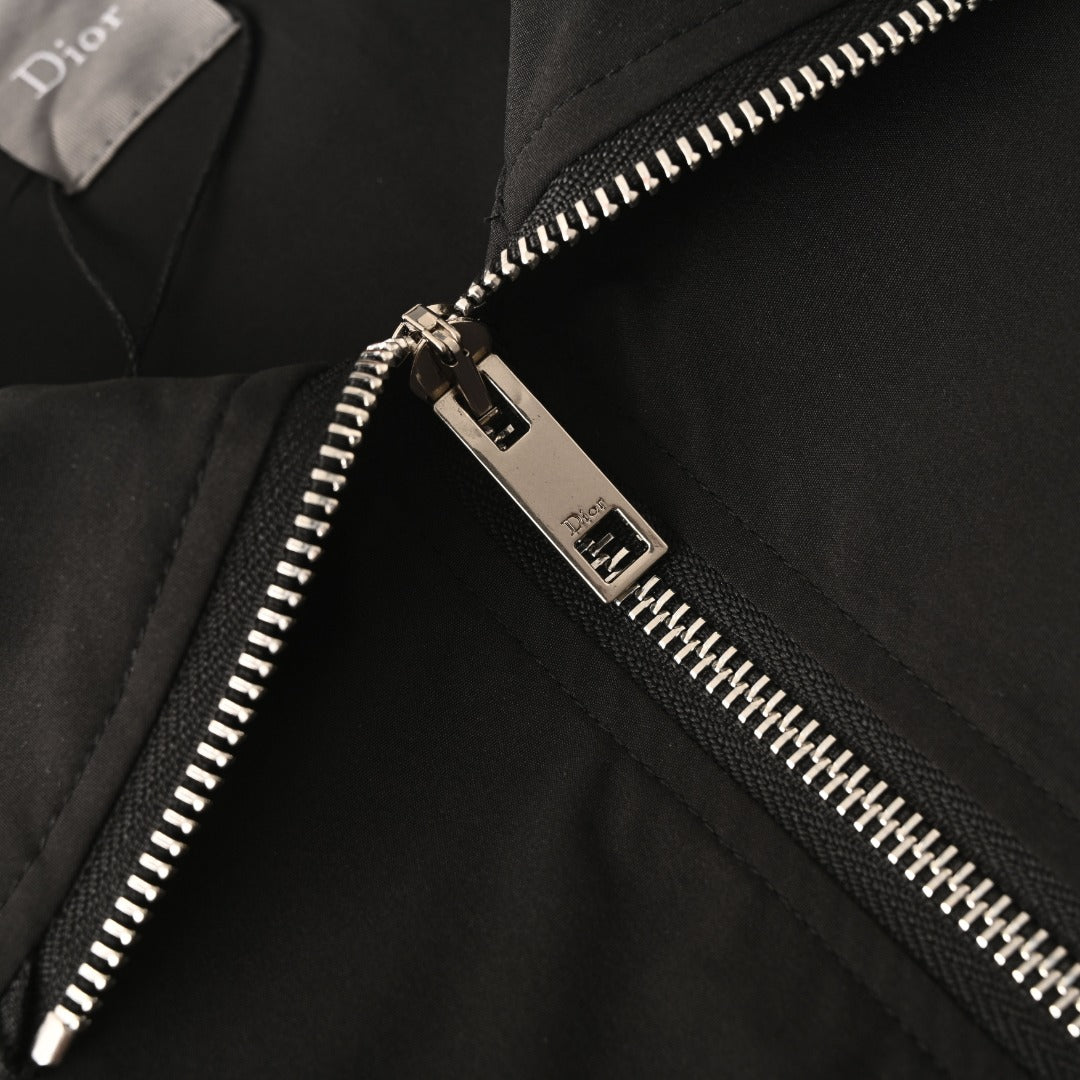 Dior Black Avenue Montaigne Embroidered Zip Bomber Jacket