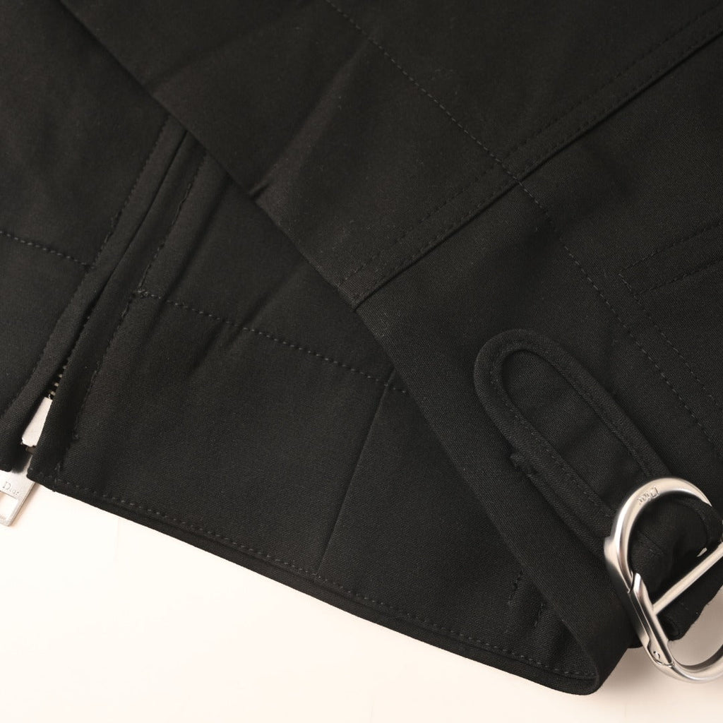 Dior Black Zip-Up Collared Jacket with D-Ring Buckle