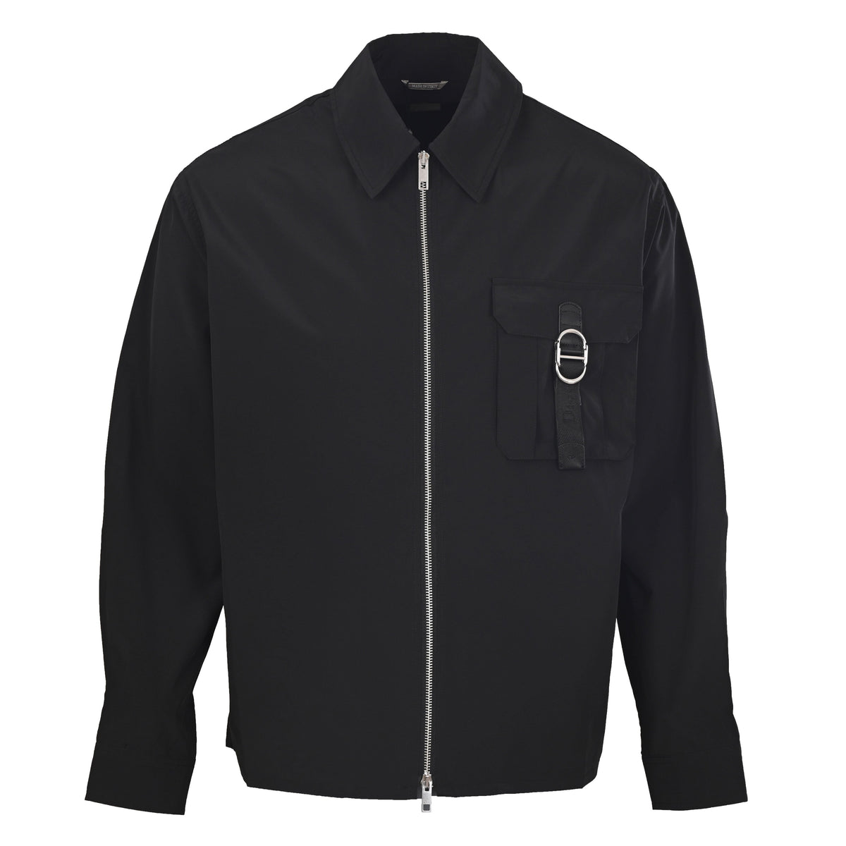Dior Black Zip-Up Shirt Jacket with D-Ring Strap Pocket