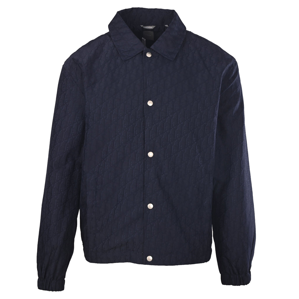 Dior Navy Oblique Jacquard Collared Coach Jacket