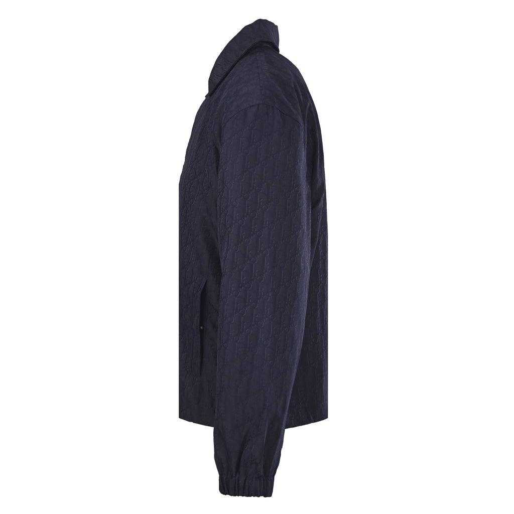 Dior Navy Oblique Jacquard Collared Coach Jacket