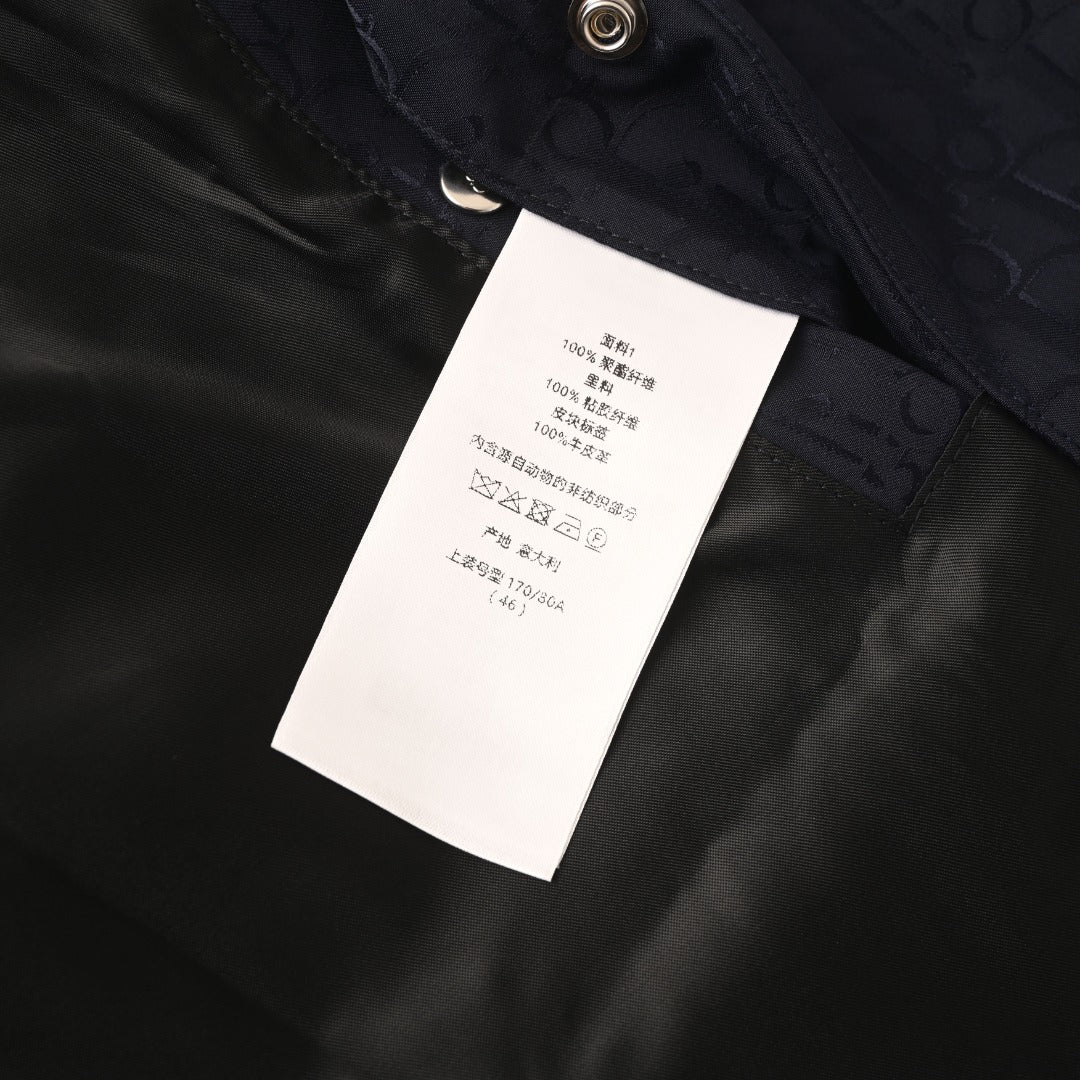 Dior Navy Oblique Jacquard Collared Coach Jacket