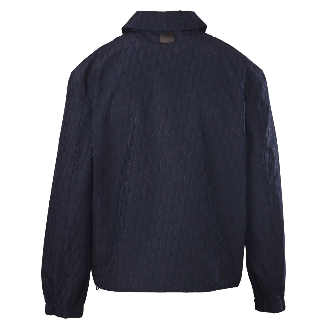 Dior Navy Oblique Jacquard Collared Coach Jacket