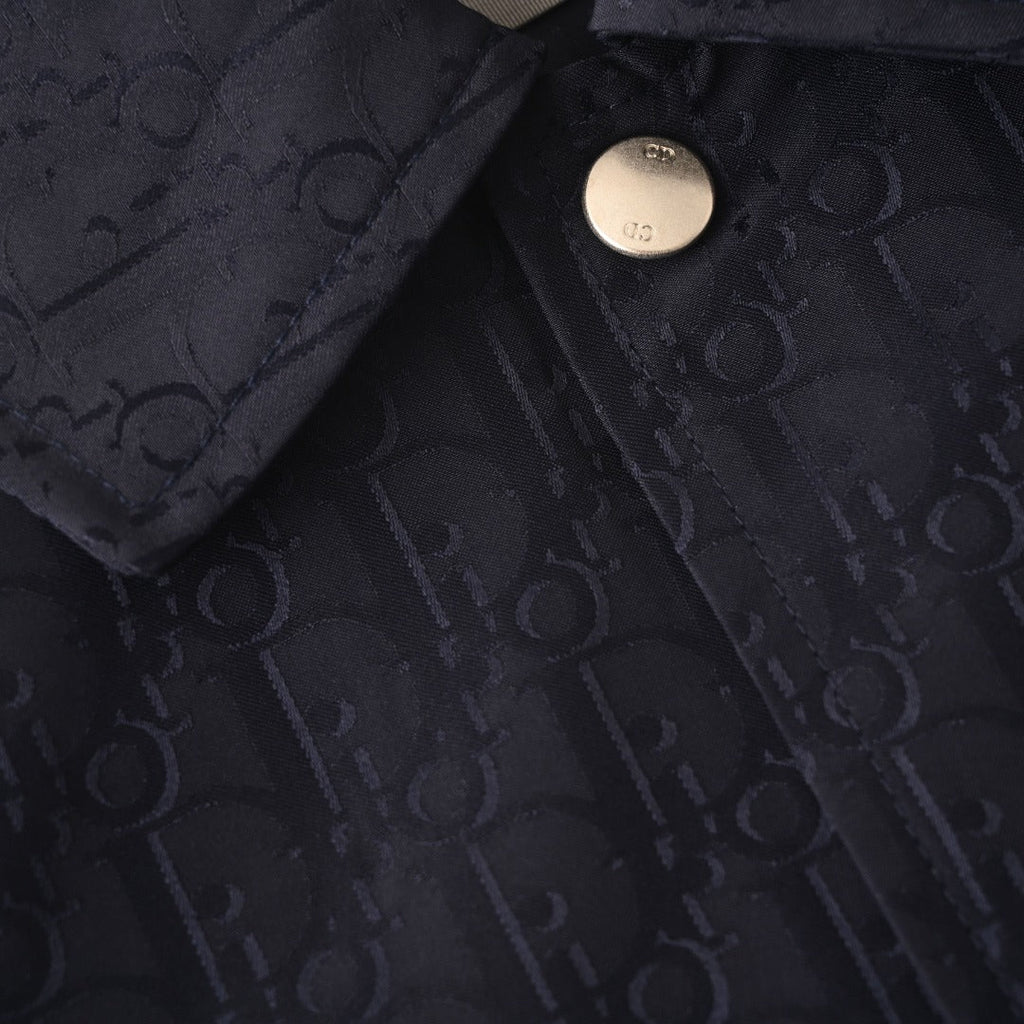 Dior Navy Oblique Jacquard Collared Coach Jacket