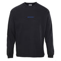 Balenciaga Black Vintage Washed Blue Embroidered Logo Long Sleeve Tee