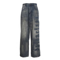 Balenciaga Vintage Washed Gothic Logo Wide Leg Jeans