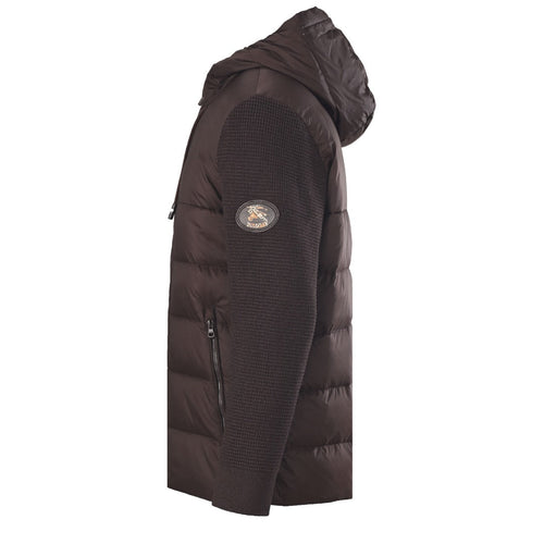 Burberry Brown Hooded Hybrid Knit Sleeve Puffer Jacket