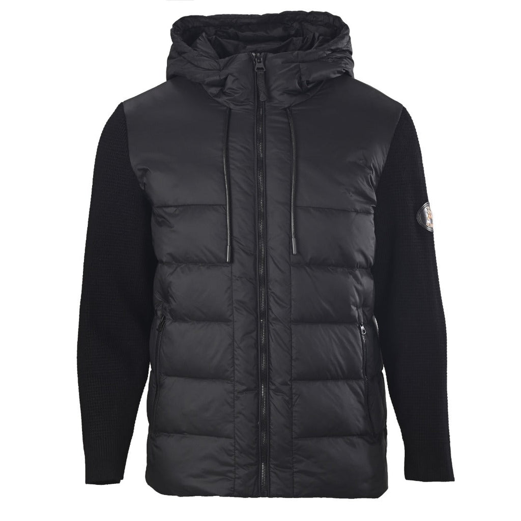 Burberry Black Hooded Hybrid Knit Sleeve Puffer Jacket
