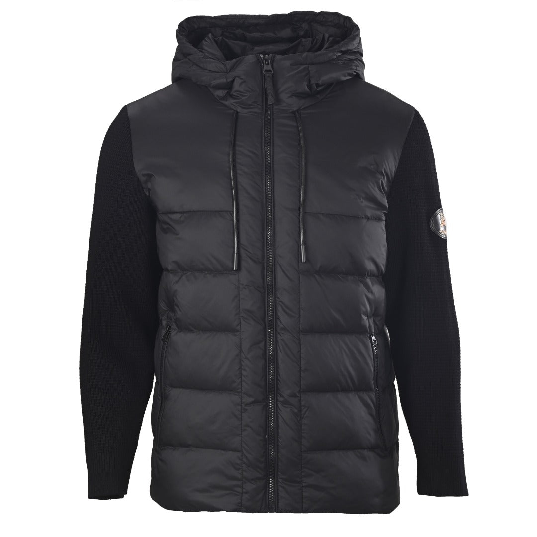 Burberry Black Hooded Hybrid Knit Sleeve Puffer Jacket