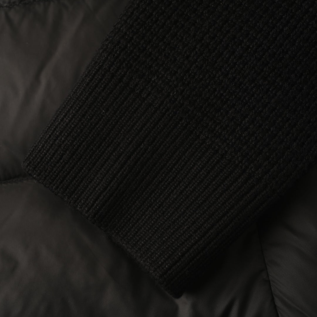 Burberry Black Hooded Hybrid Knit Sleeve Puffer Jacket
