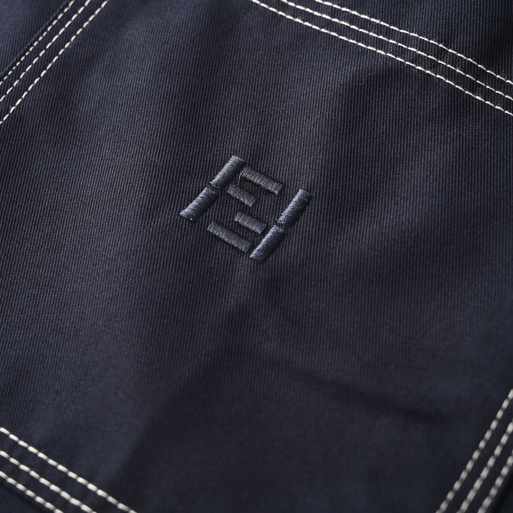 Fendi Navy FF Embroidered Contrast Stitch Long Sleeve Shirt