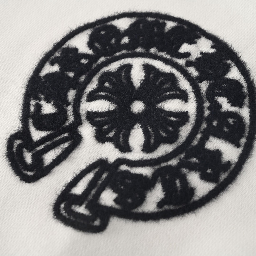 Chrome Hearts White Beijing Horseshoe Logo Crew Sweatshirt