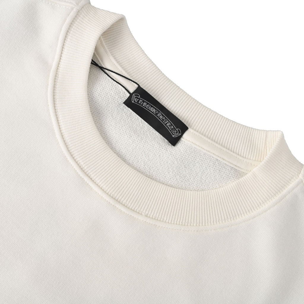 Chrome Hearts White Multicolor Cross Embroidered Horseshoe Crew Sweatshirt