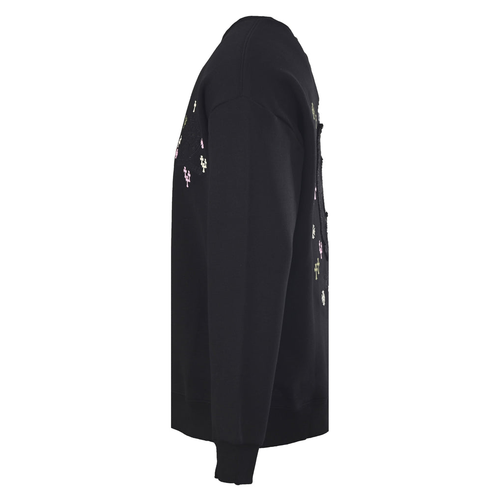 Chrome Hearts Black Multicolor Cross Embroidered Horseshoe Crew Sweatshirt