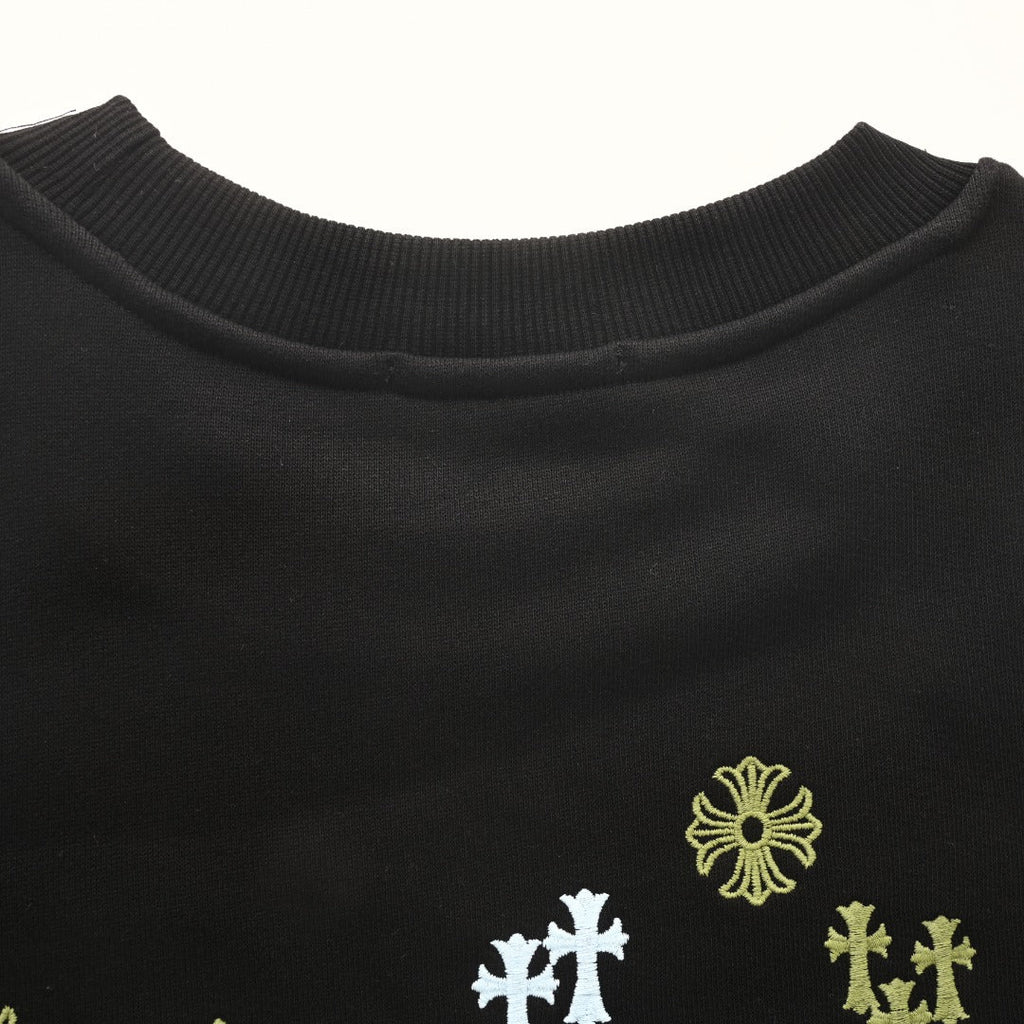Chrome Hearts Black Multicolor Cross Embroidered Horseshoe Crew Sweatshirt