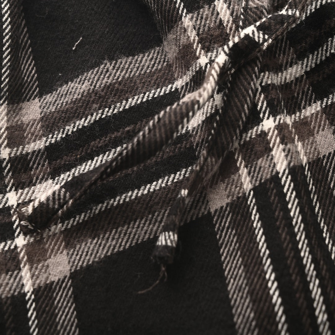 Chrome Hearts Black Plaid Drawstring Wide Leg Pants