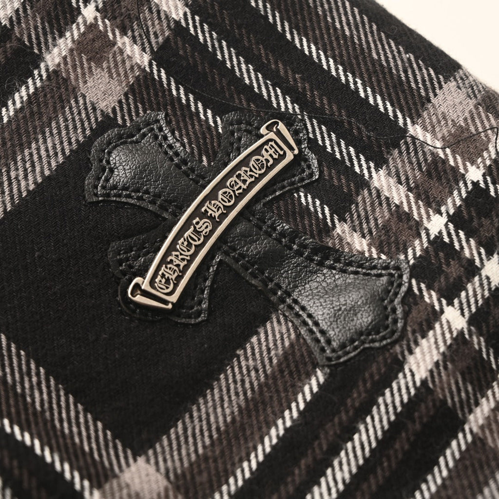 Chrome Hearts Black Plaid Drawstring Wide Leg Pants