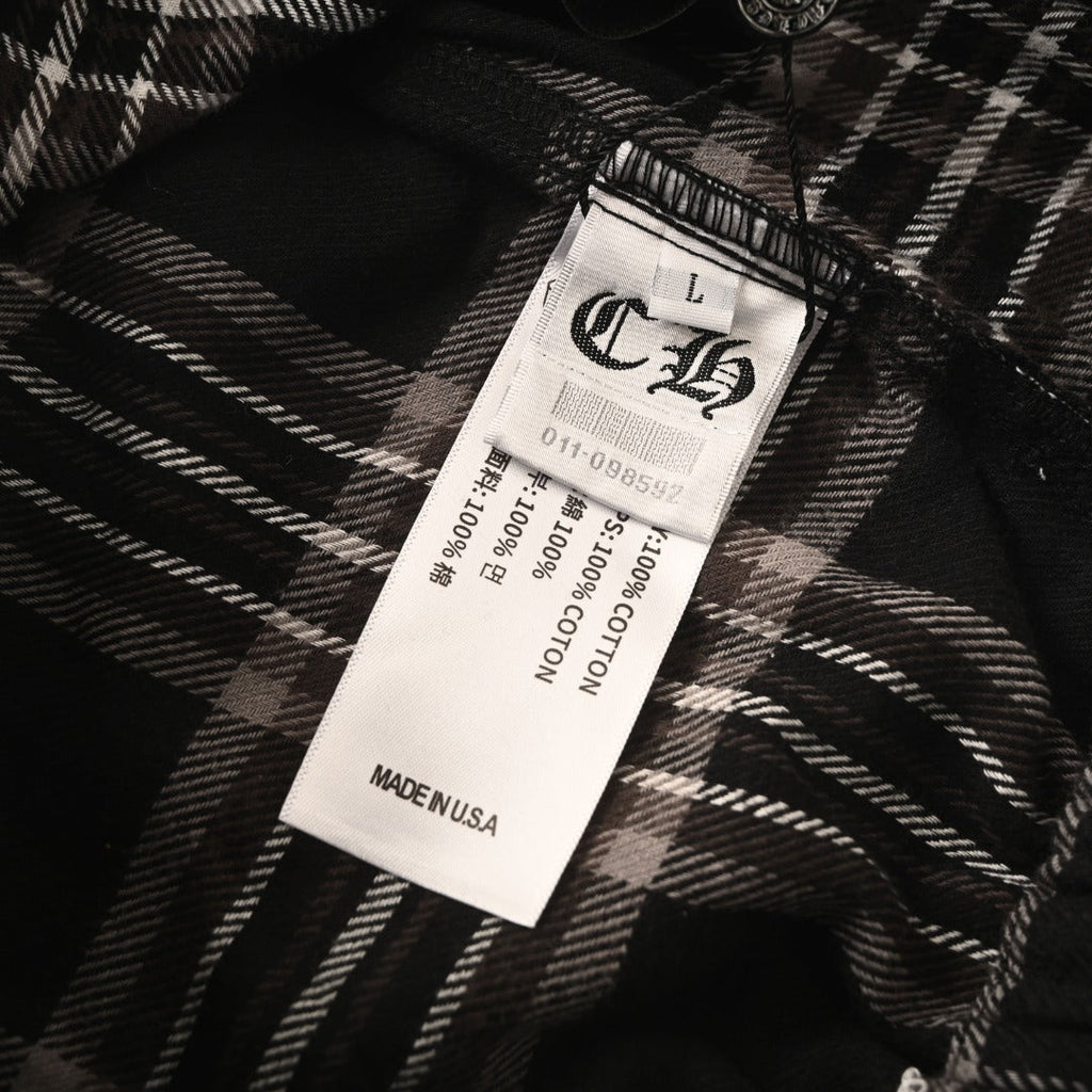 Chrome Hearts Black Plaid Drawstring Wide Leg Pants