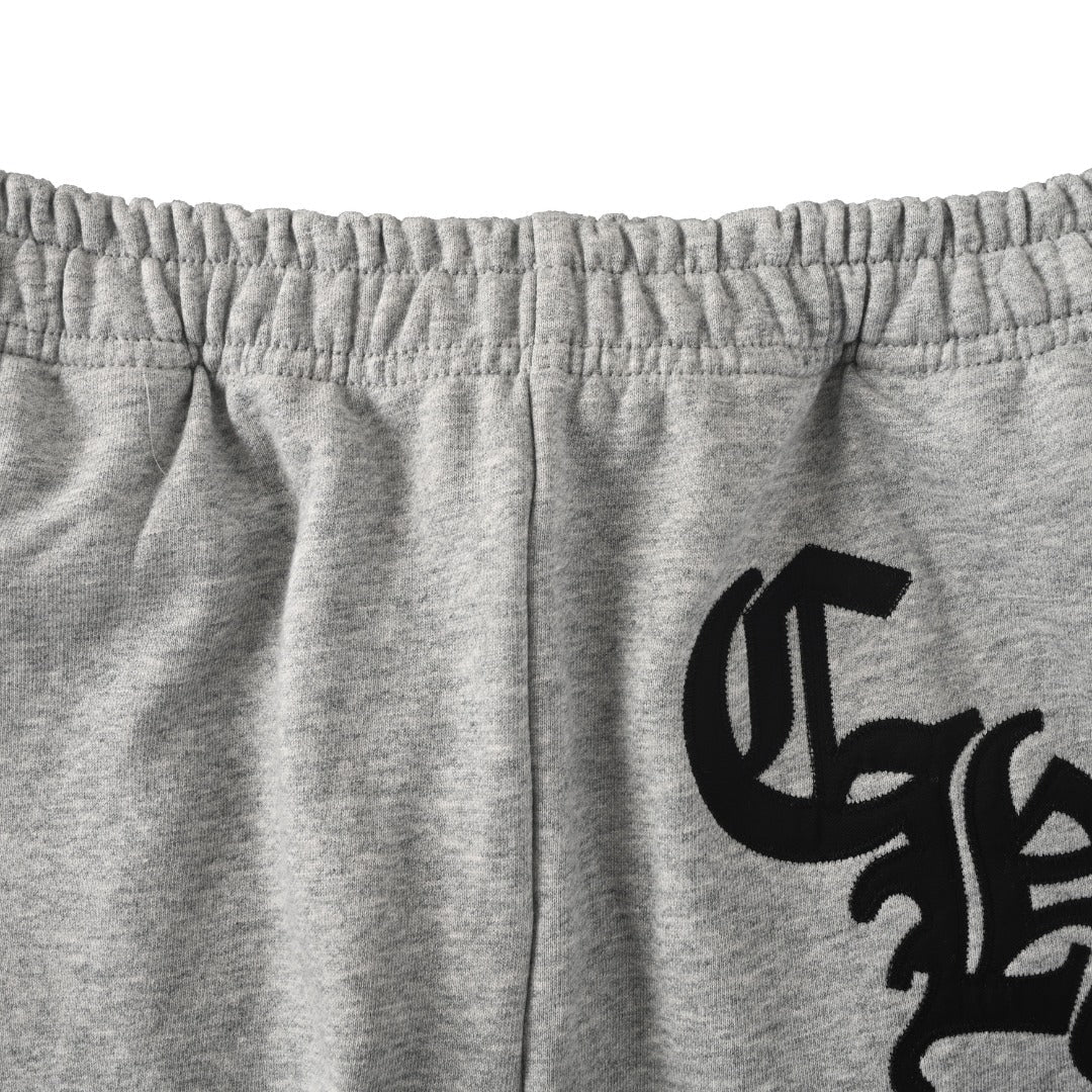 Chrome Hearts Grey Gothic Logo Straight Sweatpants